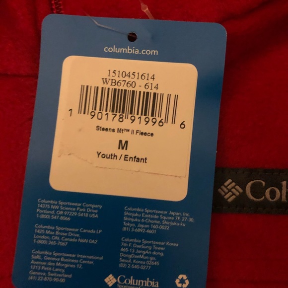 NWT Youth Columbia Fleece- Red - Picture 2 of 5